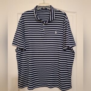 Polo by Ralph Lauren Navy & White Striped Classic Fit Polo Mens Size XXL